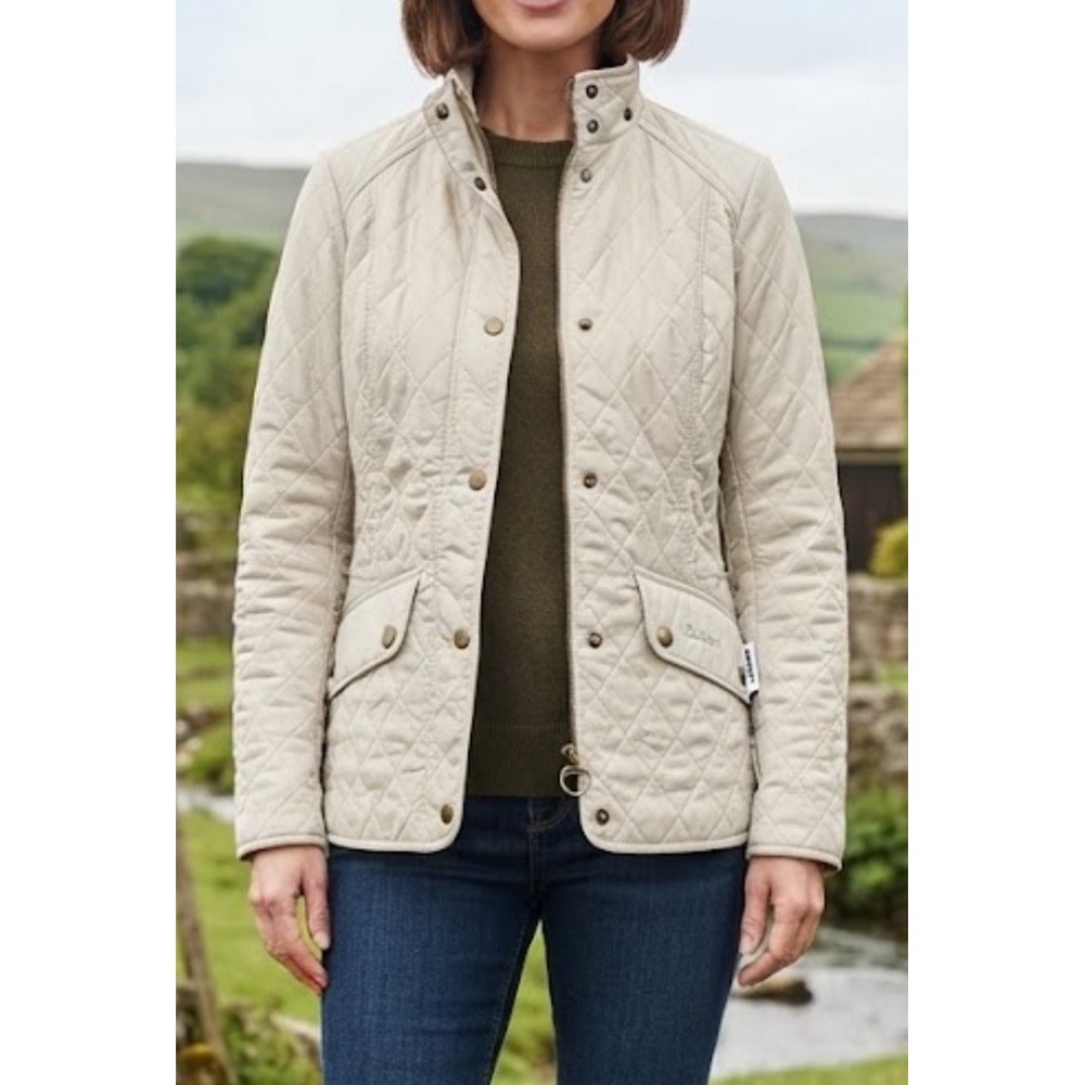 Barbour x Pantone Jacket Womens Sz 8 Cream Quilted Full Zip Outdoor Country